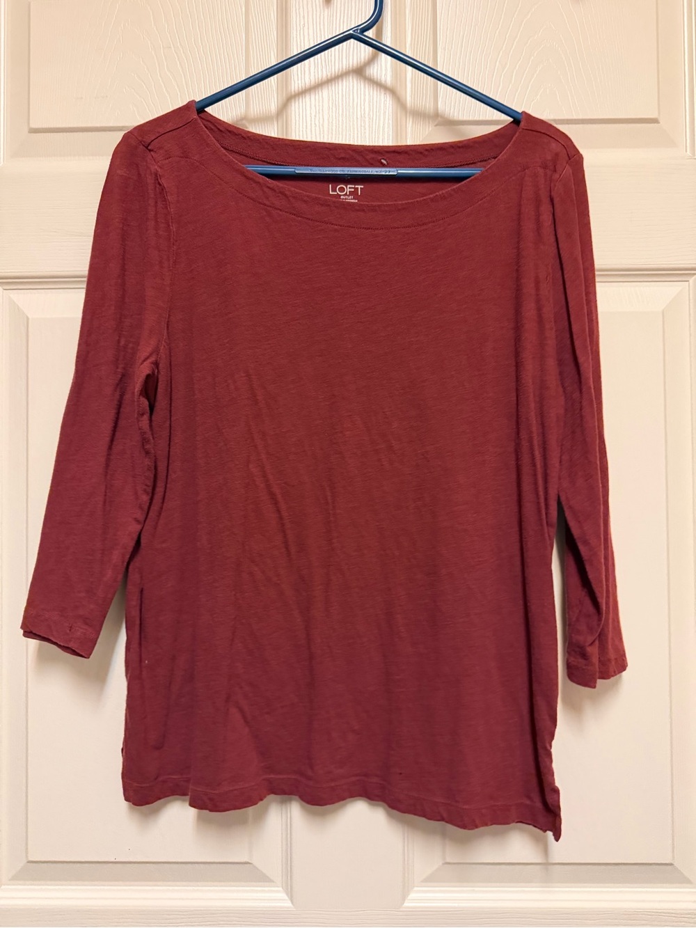 LOFT Women's Rust Red 3/4 Sleeve Boatneck Top